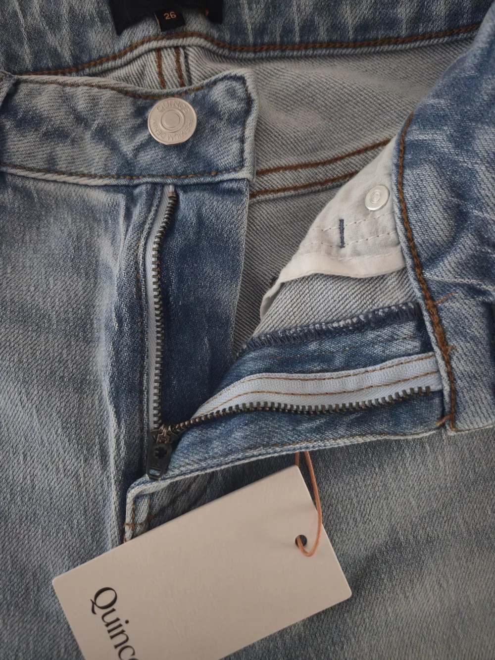 Quince Women's Jeans 26x28 Bella Stretch Relaxed Straight Cool Blue 90s Inspired